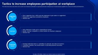 Strategic Plan To Develop Tactics To Increase Employees Participation At Workplace