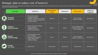 Strategic Plan To Reduce Cost Of Turnover
