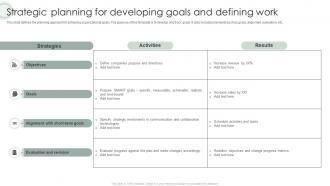Strategic Planning For Developing Goals And Defining Work