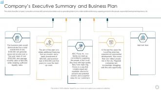 Strategic planning for startup executive summary and business plan