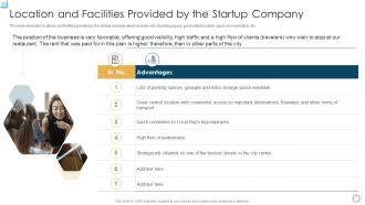 Strategic planning for startup location and facilities provided by the startup company