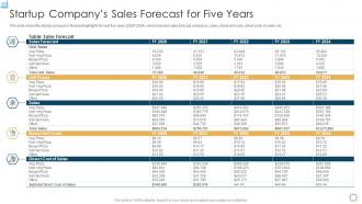 Strategic planning for startup startup companys sales forecast for five years