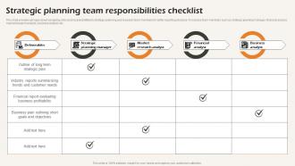 Strategic Planning Team Responsibilities Checklist Business Strategic Analysis Strategy SS V
