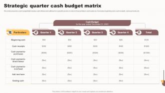 Strategic Quarter Cash Budget Matrix