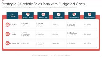 Strategic Quarterly Sales Plan With Budgeted Costs