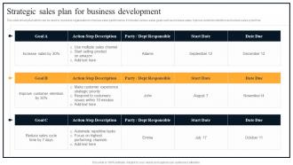 Strategic Sales Plan For Business Development