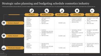Strategic Sales Planning And Budgeting Schedule Cosmetics Industry