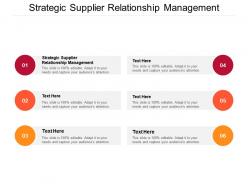 Strategic supplier relationship management ppt powerpoint presentation maker cpb