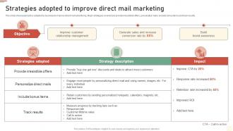 Strategies Adopted To Improve Direct Mail Marketing Approaches Of Traditional Media