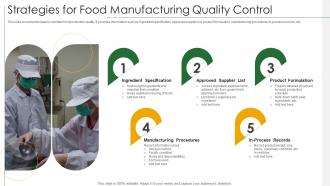 Strategies For Food Manufacturing Quality Control