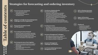 Strategies For Forecasting And Ordering Inventory Table Of Contents