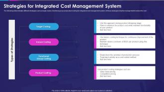 Strategies for integrated cost management system