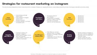 Strategies For Restaurant Marketing On Instagram Online And Offline Marketing Tactics