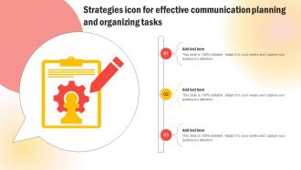 Strategies Icon For Effective Communication Planning And Organizing Tasks