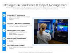 Strategies in healthcare it project management