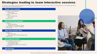 Strategies Leading To Team Interactive Sessions