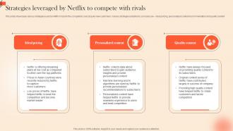 Strategies Leveraged By Netflix To OTT Platform Marketing Strategy For Customer Strategy SS V