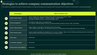Strategies To Achieve Company Communication Objectives Crisis Communication
