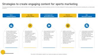 Strategies To Create Engaging Content Sports Event Marketing Plan Strategy SS V