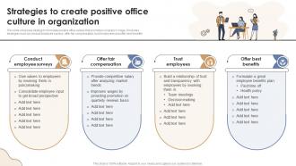 Strategies To Create Positive Office Culture In Organization