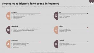Strategies To Identify Fake Brand Influencers Implementing Marketing Strategies MKT SS V