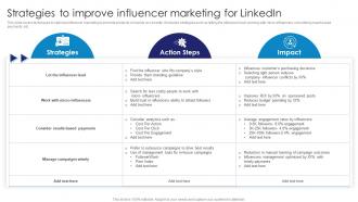 Strategies To Improve Influencer Marketing Comprehensive Guide To Linkedln Marketing Campaign MKT SS Strategies To Improve Influencer Marketing Comprehensive Guide To Linkedln Marketing Campaign MKT CD