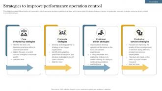 Strategies To Improve Performance Operation Control