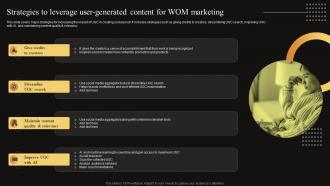 Strategies To Leverage User Generated Measuring WOM Marketing Campaign Success MKT SS V