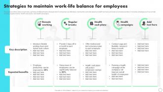 Strategies To Maintain Work Life Balance For Employees Developing Staff Retention Strategies