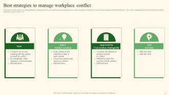 Strategies to Manage and Resolve Workplace Conflict PowerPoint PPT Template Bundles DK MD Appealing Impressive