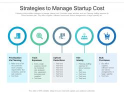 Strategies to manage startup cost