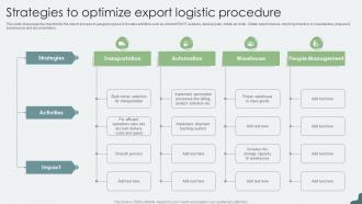 Strategies To Optimize Export Logistic Procedure