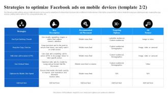 Strategies To Optimize Facebook Ads On Mobile Devices Facebook Advertising Strategy SS V Pre-designed Multipurpose