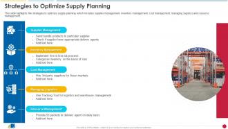 Strategies To Optimize Supply Planning Ecommerce Supply Chain Management And Planning Guide