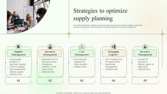 Strategies To Optimize Supply Planning Supply Chain Planning And Management
