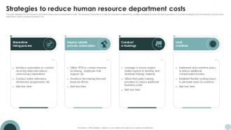 Strategies To Reduce Human Resource Department Costs