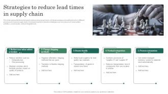 Strategies To Reduce Lead Times In Supply Chain