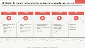 Strategies To Reduce Manufacturing Expenses Customized Product Strategy For Niche