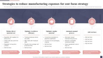 Strategies To Reduce Manufacturing Expenses For Cost Focus Strategy Focus Strategy For Niche Market Entry