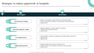 Strategies To Reduce Paperwork In Hospitals Improving Hospital Management For Increased Efficiency Strategy SS V