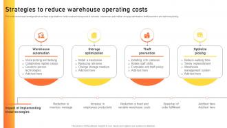 Strategies To Reduce Warehouse Operating Costs Warehouse Management Strategies