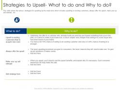 Strategies to upsell what tips to increase companys sale through upselling techniques ppt inspiration
