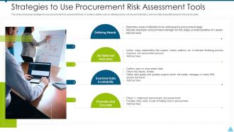Strategies to use procurement risk assessment tools