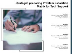Strategist preparing problem escalation matrix for tech support