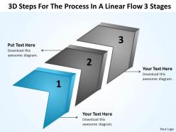 Strategy 3d steps for the process in linear flow stages powerpoint templates 0522