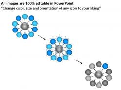 Strategy consulting business blue colored 10 staged hub spoke diagram powerpoint templates 0523