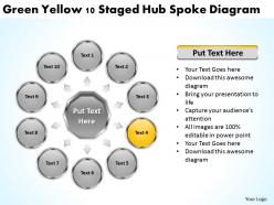Strategy consulting business green yellow 10 staged hub spoke diagram powerpoint templates 0523