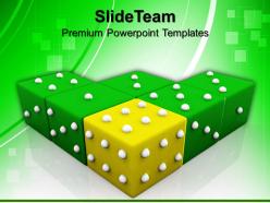 Strategy game powerpoint templates yellow dice winning leadership chart ppt designs