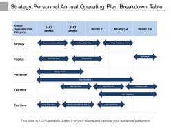 Strategy personnel annual operating plan breakdown table