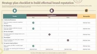 Strategy Plan Checklist To Build Effectual Brand Reputation
